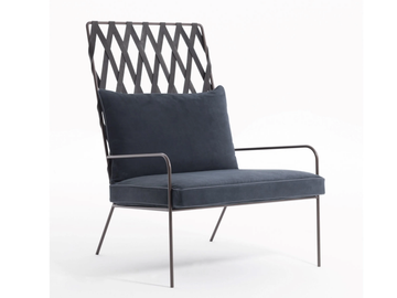 ALIX - Armchair with tanned leather backrest by Désirée divani - view 3